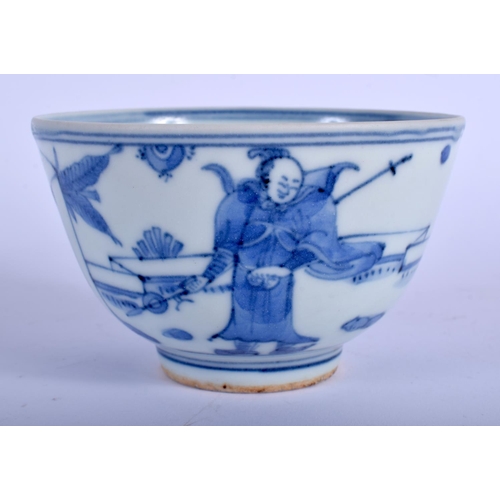 1074 - A CHINESE BLUE AND WHITE PORCELAIN BOWL 20th Century, painted with figures in various pursuits. 11 c... 