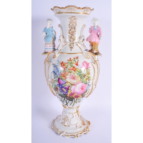 108 - A RARE LARGE 19TH CENTURY EUROPEAN PORCELAIN VASE with highly unusual bisque figures to each side su... 