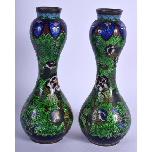 1094 - A PAIR OF LATE 19TH CENTURY JAPANESE MEIJI PERIOD CLOISONNÉ ENAMEL VASES decorated with figures. 20 ... 