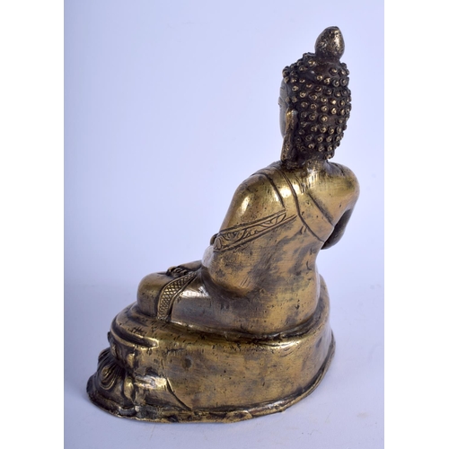 1108 - A 19TH CENTURY CHINESE ASIAN TIBETAN BRONZE FIGURE OF A BUDDHA modelled holding a stupa. 21 cm x 11 ... 