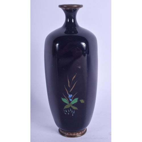 1157 - A LATE 19TH CENTURY JAPANESE MEIJI PERIOD CLOISONNÉ ENAMEL VASE decorated with birds. 14.5 cm high.