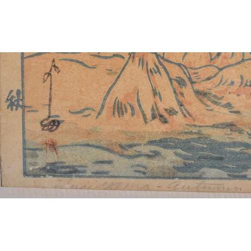 1163 - A GOOD SET OF SEVEN FRAMED EARLY 20TH CENTURY JAPANESE WOODBLOCK PRINTS depicting various scenes, in... 