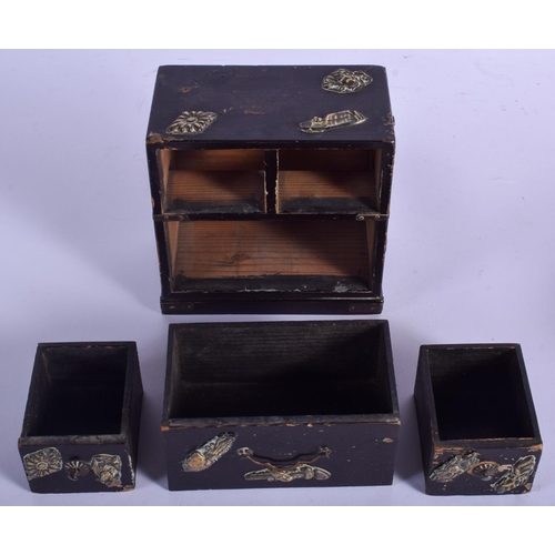 1169 - A 19TH CENTURY JAPANESE MEIJI PERIOD AO KUTANI BOWL together with a Meiji period miniature cupboard.... 