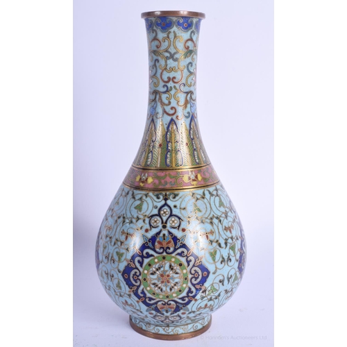 1174 - A FINE 19TH CENTURY CHINESE CLOISONNÉ ENAMEL VASE Qing, decorated with motifs and scrolling foliage.... 