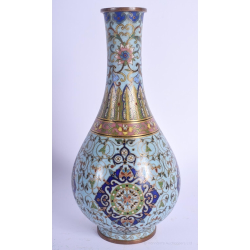 1174 - A FINE 19TH CENTURY CHINESE CLOISONNÉ ENAMEL VASE Qing, decorated with motifs and scrolling foliage.... 