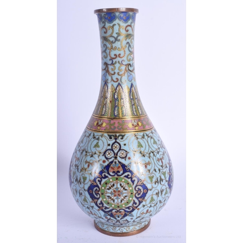 1174 - A FINE 19TH CENTURY CHINESE CLOISONNÉ ENAMEL VASE Qing, decorated with motifs and scrolling foliage.... 