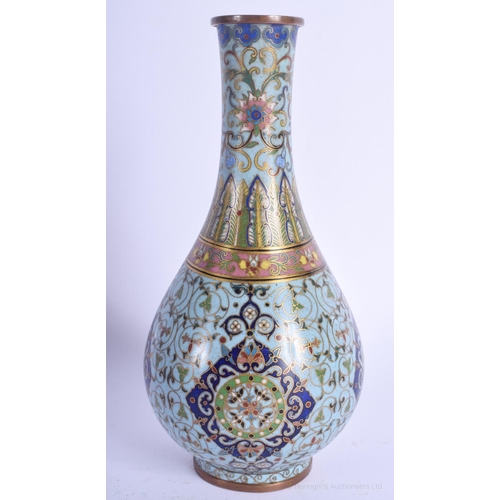 1174 - A FINE 19TH CENTURY CHINESE CLOISONNÉ ENAMEL VASE Qing, decorated with motifs and scrolling foliage.... 