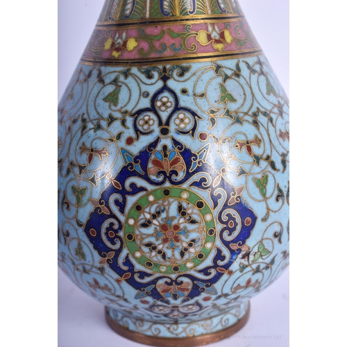 1174 - A FINE 19TH CENTURY CHINESE CLOISONNÉ ENAMEL VASE Qing, decorated with motifs and scrolling foliage.... 