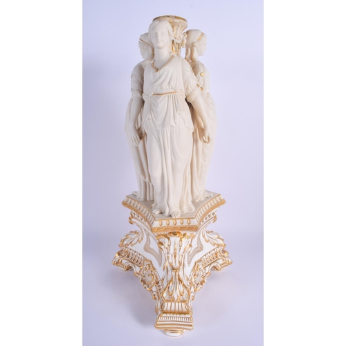 118 - A RARE 19TH CENTURY COPELAND PARIAN WARE FIGURAL CANDLESTICK with very unusual gilt painted porcelai... 