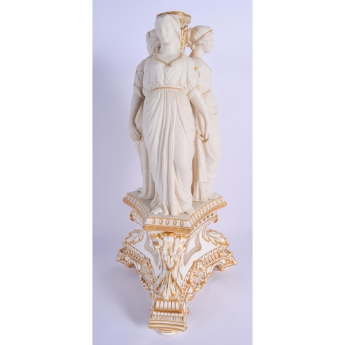 118 - A RARE 19TH CENTURY COPELAND PARIAN WARE FIGURAL CANDLESTICK with very unusual gilt painted porcelai... 