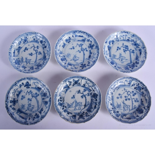 1181 - SIX CHINESE CA MAU CARGO PORCELAIN SAUCERS painted with spotted deer. 11.5 cm diameter. (6)