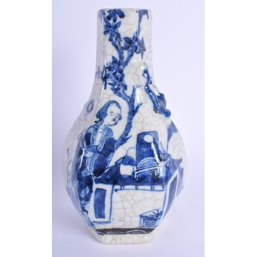 1201 - A 19TH CENTURY CHINESE BLUE AND WHITE PORCELAIN VASE painted with a figure within a landscape. 21 cm... 