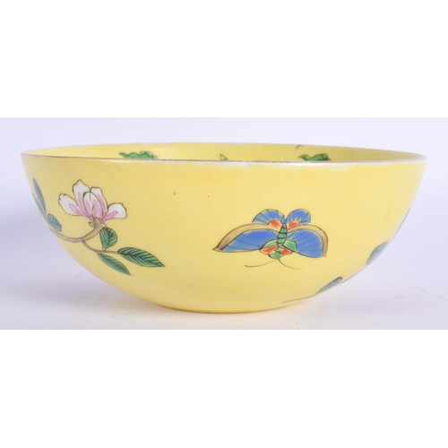 1209 - AN EARLY 20TH CENTURY JAPANESE MEIJI PERIOD FAMILLE VERTE PORCELAIN BOWL painted with a phoenix bird... 