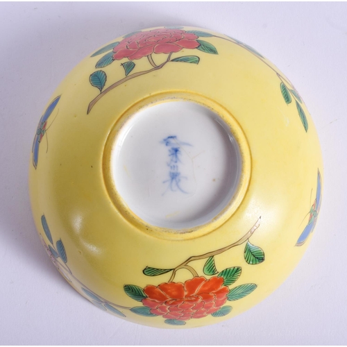 1209 - AN EARLY 20TH CENTURY JAPANESE MEIJI PERIOD FAMILLE VERTE PORCELAIN BOWL painted with a phoenix bird... 