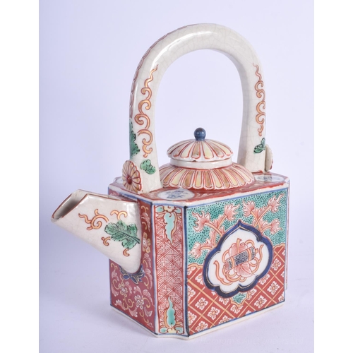 1211 - AN 18TH CENTURY JAPANESE EDO PERIOD SATSUMA TEAPOT AND COVER painted with flowers and scrolling. 13 ... 