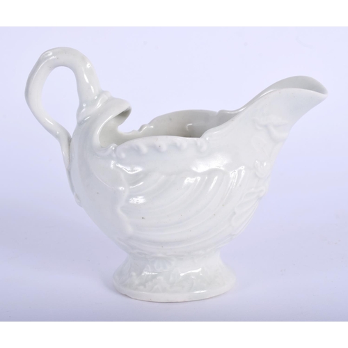 124 - 18th c. Worcester rare blanc di chine dolphin moulded ewer. 7.5cm high