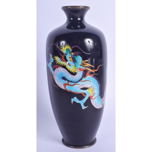 1241 - AN EARLY 20TH CENTURY JAPANESE MEIJI PERIOD CLOISONNÉ ENAMEL VASE decorated with dragons. 16 cm high... 