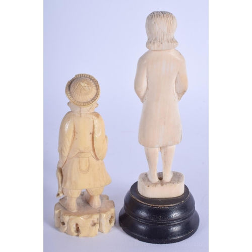 1242 - A VERY RARE 19TH CENTURY CHINESE CARVED IVORY FIGURE OF A WESTERNER together with a smaller ivory fi... 