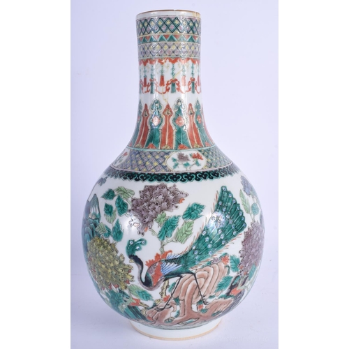 1270 - A 19TH CENTURY CHINESE FAMILLE VERTE PORCELAIN VASE Guangxu, bearing Kangxi marks to base, painted w... 