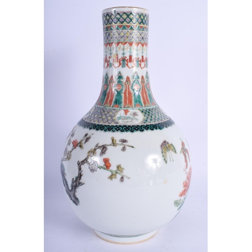 1270 - A 19TH CENTURY CHINESE FAMILLE VERTE PORCELAIN VASE Guangxu, bearing Kangxi marks to base, painted w... 