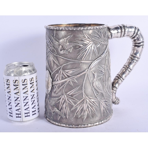 1271 - A VERY RARE 19TH CENTURY CHINESE EXPORT SILVER PRESENTATION TANKARD Attributed to Leeching, Canton, ... 