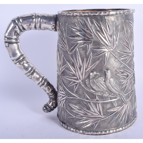 1271 - A VERY RARE 19TH CENTURY CHINESE EXPORT SILVER PRESENTATION TANKARD Attributed to Leeching, Canton, ... 