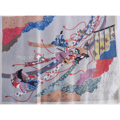 1275 - A COLLECTION OF JAPANESE TAISHO PERIOD SCROLLS depicting various scenes. Largest 80 cm x 64 cm. (qty... 