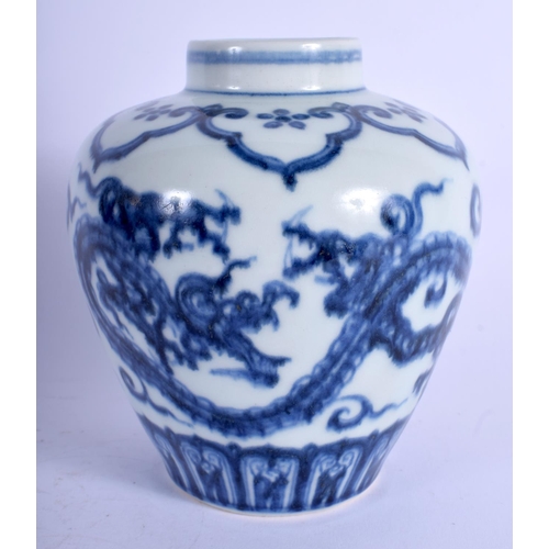 1306 - AN EARLY 20TH CENTURY CHINESE BLUE AND WHITE PORCELAIN VASE bearing Xuande marks to base, painted wi... 