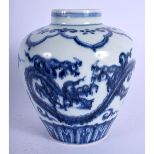 1306 - AN EARLY 20TH CENTURY CHINESE BLUE AND WHITE PORCELAIN VASE bearing Xuande marks to base, painted wi... 