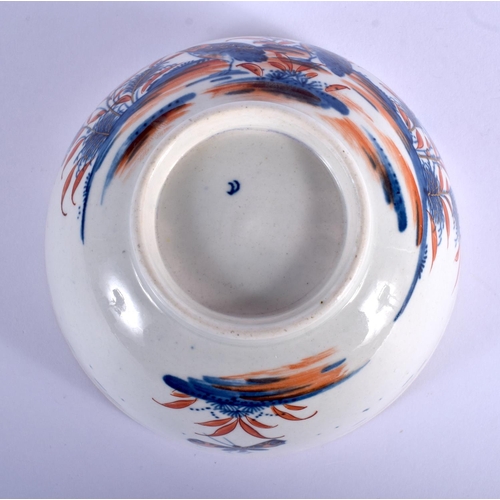 134 - 18th c. Worcester small bowl painted in under glaze blue and over  glaze red with the Two Quail patt... 