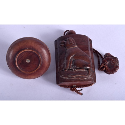 1357 - TWO JAPANESE CARVED BOXWOOD INROS. Largest 8.5 cm x 5.5 cm. (2)