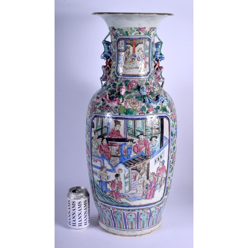 1372 - A VERY LARGE 19TH CENTURY CHINESE FAMILLE ROSE CANTON VASE Qing, painted with figures and extensive ... 