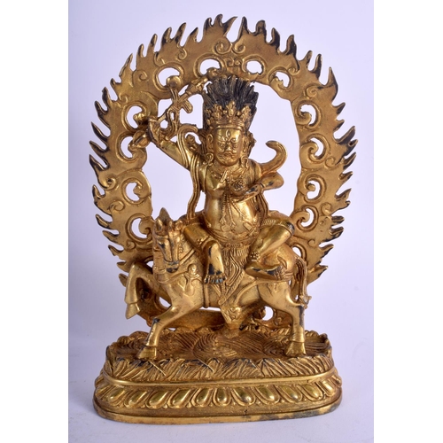 1380 - A CHINESE GILT BRONZE FIGURE OF A BUDDHISTIC DEITY 20th Century. 20 cm x 10 cm.