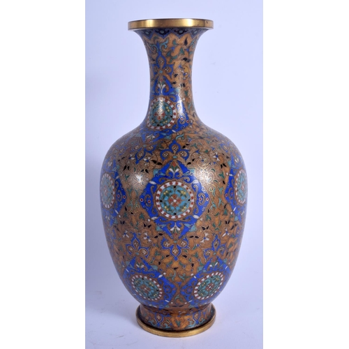 1388 - A FINE 19TH CENTURY CHINESE CLOISONNÉ ENAMEL VASE Qing, decorated with flowers and motifs. 22.5 cm h... 