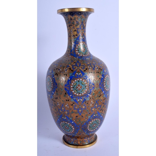 1388 - A FINE 19TH CENTURY CHINESE CLOISONNÉ ENAMEL VASE Qing, decorated with flowers and motifs. 22.5 cm h... 