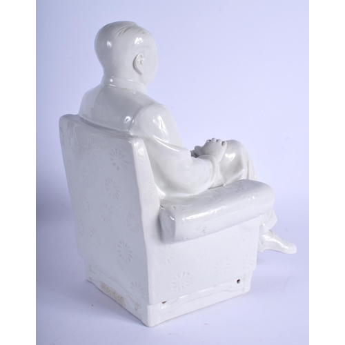 1392 - A VERY LARGE CHINESE CULTURAL REVOLUTION BLANC DE CHINE FIGURE OF MAO modelled seated with legs cros... 