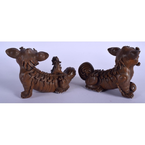 1423 - A PAIR OF EARLY 20TH CENTURY CHINESE TERRACOTTA YIXING BUDDHISTIC DOGS Late Qing. 19 cm x 14 cm.