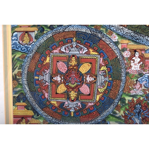 1472 - AN EARLY 20TH CENTURY INDIAN TIBETAN SOUTH EAST ASIAN PAINTED THANGKA depicting Buddhistic deity. Im... 