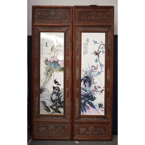 1473 - A LARGE PAIR OF CHINESE PORCELAIN PANELS 20th Century. Porcelain 70 cm x 20 cm.