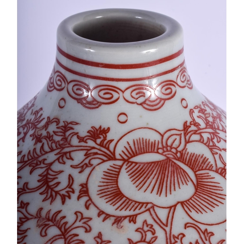 1493 - A RARE EARLY 20TH CENTURY CHINESE IRON RED DOUBLE GOURD VASE painted with stylised flowers. 44 cm x ... 