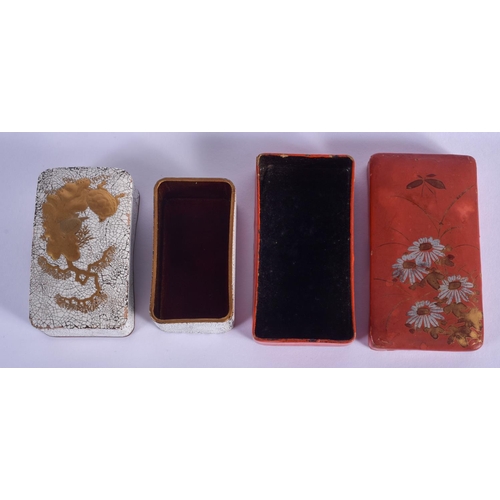 1495 - TWO EARLY 20TH CENTURY JAPANESE MEIJI PERIOD LACQUER BOXES. Largest 9 cm x 4 cm. (2)