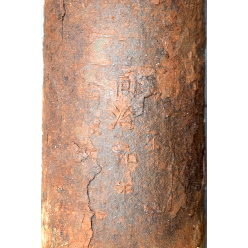 1520 - A SET OF FOUR 19TH CENTURY CHINESE CAST IRON CANNONS Daoguang & Tongzhi period, some bearing inscrip... 