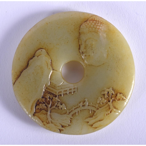 1537 - A CHINESE JADE BI DISC 20th Century. 6 cm wide.