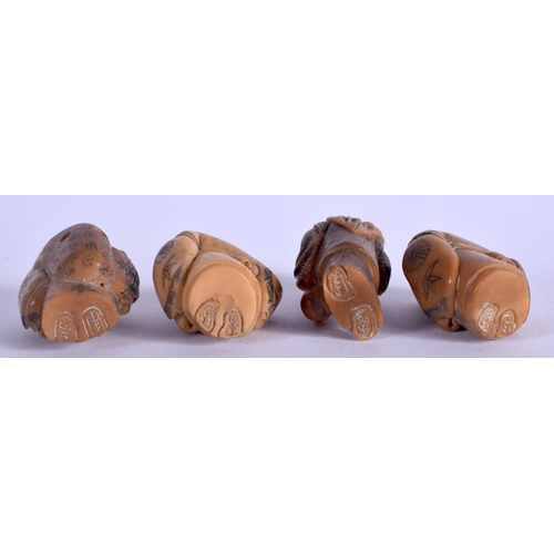 1541 - FOUR JAPANESE TAGHUA NUT NETSUKES. (4)