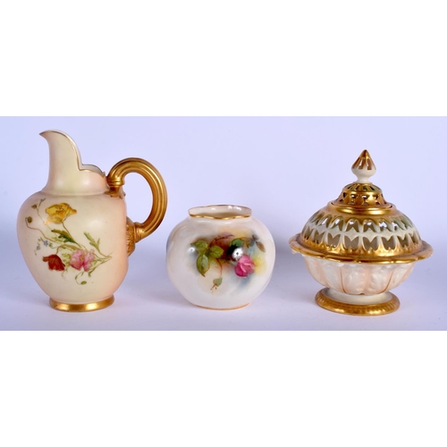 164 - Royal Worcester highly gilded pierced pot pourri and cover, date code for 1929, a Royal Worcester wr... 