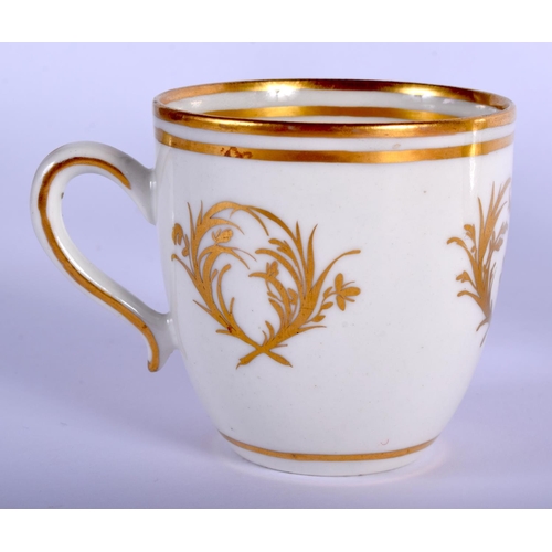 173 - 18th c. Caughley coffee cup and saucer with a very unusual gilt pattern.