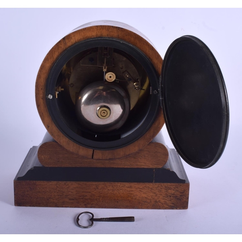 1754 - A MID VICTORIAN EBONISED WALNUT MANTEL CLOCK Payne & Co London, Bond Street. 23 cm x 25 cm.