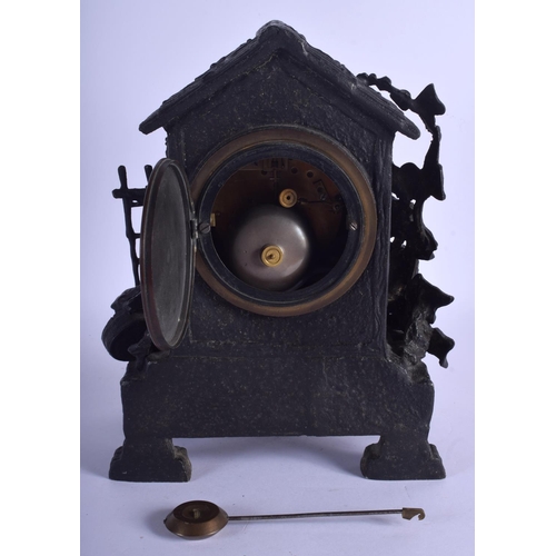 1771 - AN UNUSUAL 19TH CENTURY EUROPEAN PAINTED SPELTER CLOCK modelled as a black forest cuckoo clock. 30 c... 