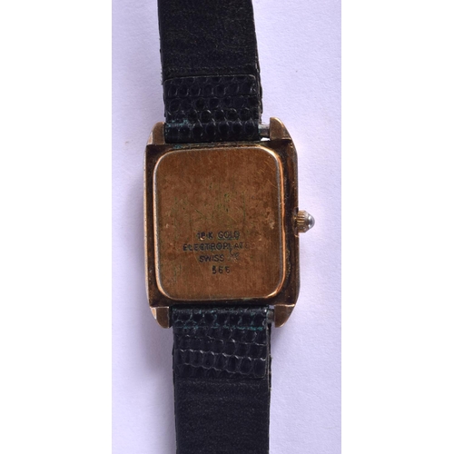 1781 - A LADIES PATEK PHILIPPE 18CT GOLD PLATED WRIST WATCH. 2 cm wide.