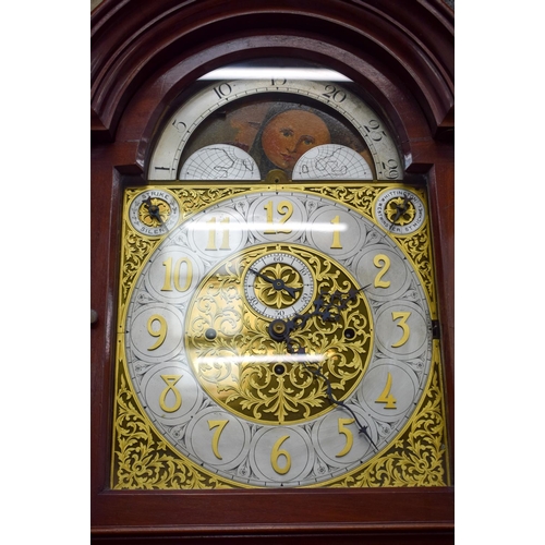 1784 - A RARE LARGE ANTIQUE MASONIC GRANDFATHER CLOCK of monumental proportions, with revolving moon apertu... 